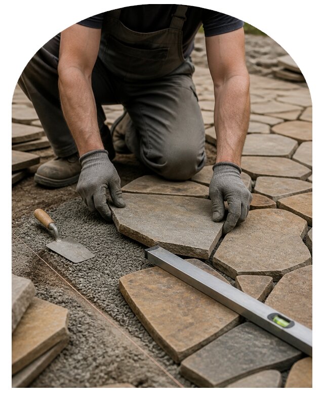 Укладка плитняка в Кургане по цене от 2371 р. | Метпроект-Крг